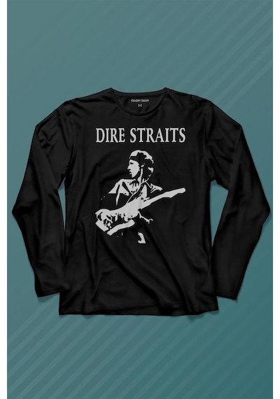 Dire Straits David Mark Knopfler Rock Musicguitar Uzun Kollu Tişört Baskılı T-shirt 001