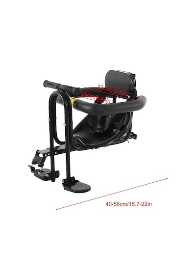 Valkyrie Ön Bisiklet Çocuk Koltuğu Katlanabilir Ayak Pedallı Gidonlu Emniyet Kemerli 2-6 Yaş 30 Kg Ön Kadro Montajlı Siyah