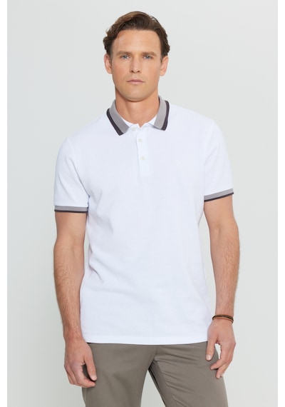 Altınyıldız Collectıon Erkek Beyaz %100 Pamuk Slim Fit Dar Kesim Polo Yaka Tişört