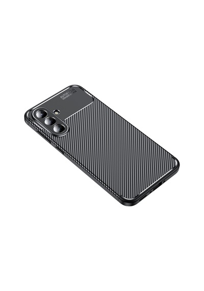 Samsung Uyumlu GalaxyA36 Kılıf Karbon Görünümlü Silikon Kamera Korumalı Üstün Koruma Celikaksesuar Siyah
