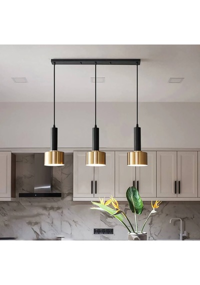 Rsylight Retro Metal Dekoratif Metal 3 Lü Masa Üstü Sıralı Sarkıt Avize Genişlik:60 Cm Beyaz