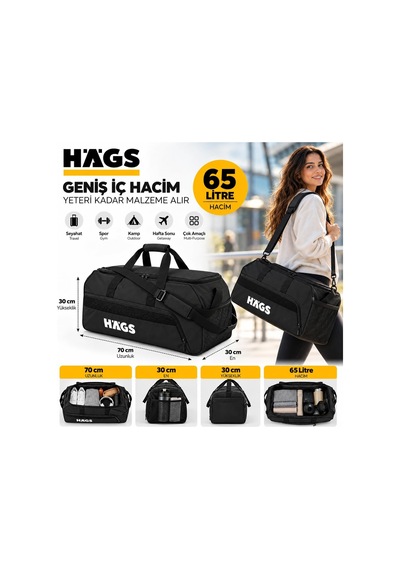 Spor Seyahat Çantası, Duffle Bag, Taşıma Çantası, Su Geçirmez Dayanıklı, Erkek, Kadın İçin Büyük Boy Spor