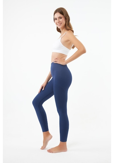 Cottonhill Lacivert Yüksek Bel Toparlayıcı Seamless Kadın Spor Tayt Lacivert