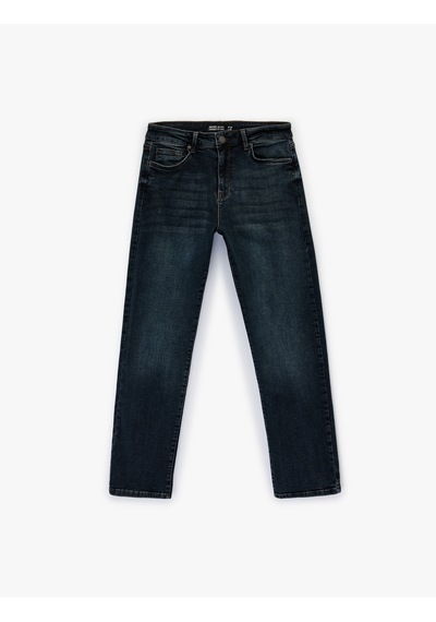 Koton Normal Bel Cepli Straight Fit Jean Pantolon - Mark Jean Koyu İndigo 6sam40147nd