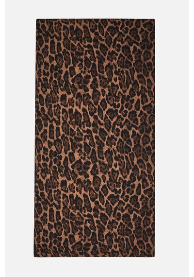 Akswsuar Leopar Desenli Şal Kahve