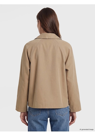 LC Waikiki Lcw Modest Kahverengi Kruvaze Yaka Oversize Kadın Trençkot CAMEL