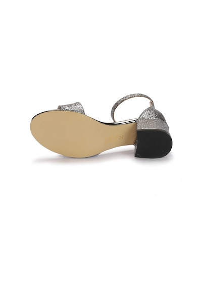 Kiko Kids 769 Kum Simli Günlük Kız Çocuk 4 Cm Topuklu Sandalet Ayakkabı Platin 001