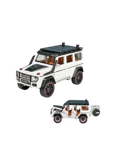 Mercedes G Seri Arazi Aracı Die Cast Model Kutulu Buhar Atan Çek Bırak Full Fonksiyon Kapıları Açılan 1:22 Ölçek Model Araba Kutulu Koleksiyonluk Ürün Beyaz