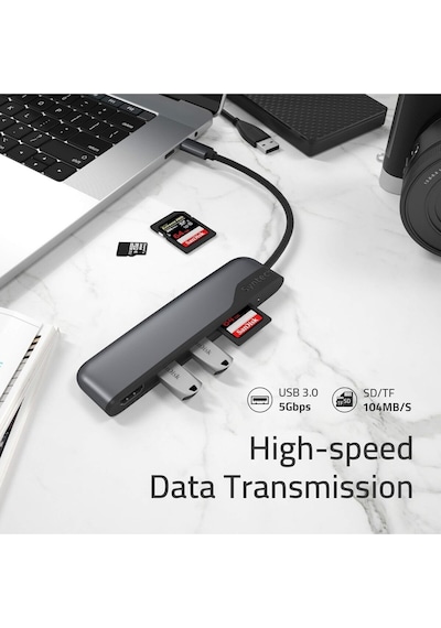 5 İ 1 Arada Usb-c Hdmı Adaptör Sd Ve Microsd Kart Okuyuculu Type-c Çoklayıcı