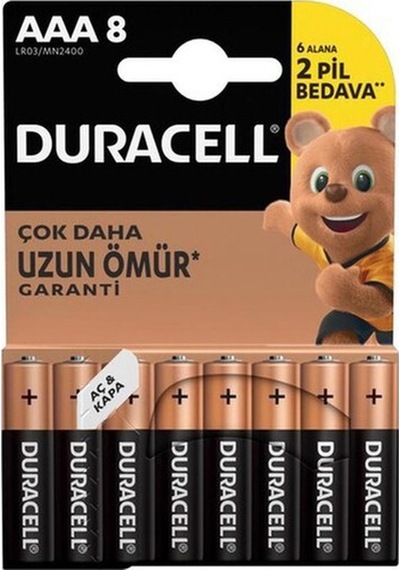Duracell Lr03 Alkalin Aaa Ince Kalem Pil 8'li