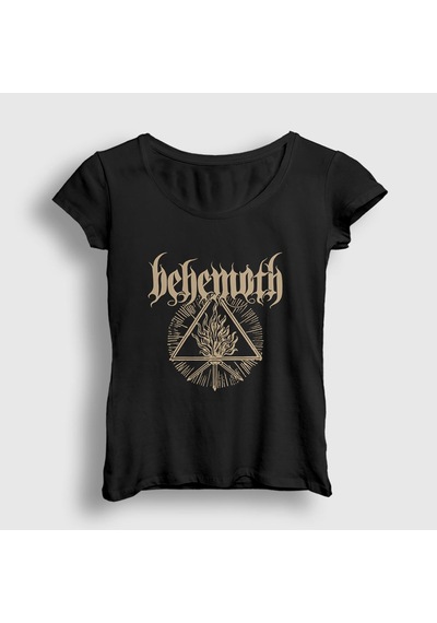 Presmono Kadın Fire Behemoth T-shirt Siyah