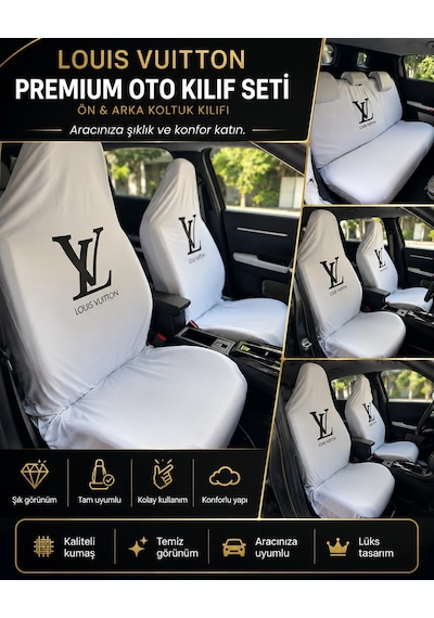Beyaz Xl Lv Desen Kumaş Servis Kılıfı Ön Arka Kılıf 4 Parça Arka 2 Parca Logolu Penye 1.kalite Esn 1 Takım