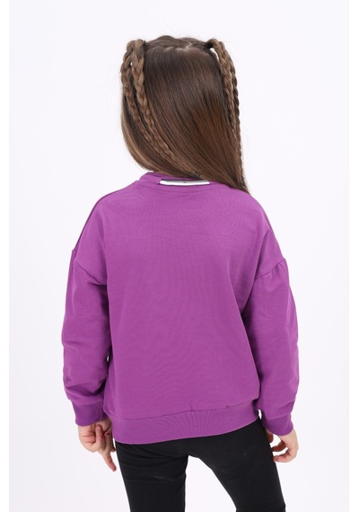 Toontoy Kız Çocuk Baskılı Sweatshirt Mor