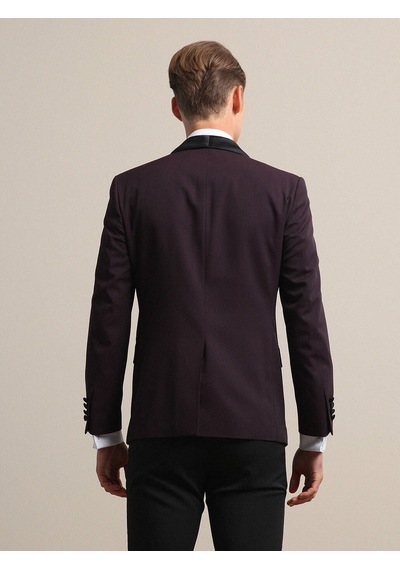 Kip Bordo Slim Fit Şal Yaka Dokuma Smokin Takım Elbise Çok Renkli