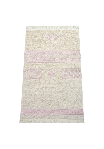 Kabe Desenli Krem Şönil Seccade - Pembe