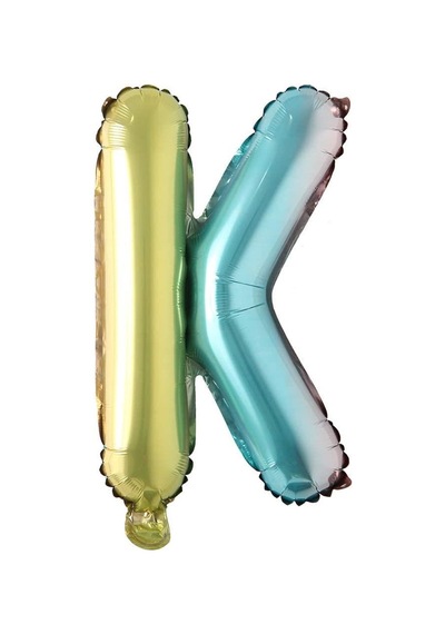 K Harf Gökkuşağı Folyo Balon16 İnç 36 cm