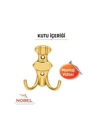 Çi Zgi Li Askı, Metal Vestiyer Askısı, 37 Gr, Dolap Ve Duvar Askılığı, Altin Vidalı Altın