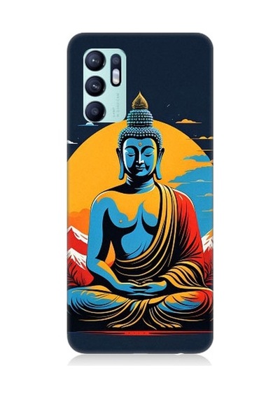 Oppo Reno 6 Uyumlu Soft Renklerle Budha Desenli Silikon Kılıf