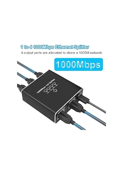 Ethernet Splitter 1x4 4 Port Ethernet Çoklayıcı 1000mbps Cat5 Cat6 Rj45 Kablo Çoklayıcı