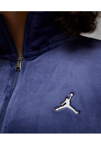 Nike Jordan Flight Full Zıp Velaur Womens Sweatshirt Oversize Kadife Kadın Sweatshirt Lacivert La