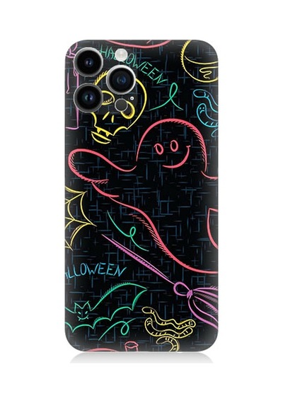 Apple Uyumlu iPhone 13 Pro Max Uyumlu Halloween Grafiti Desenli Silikon Kılıf -