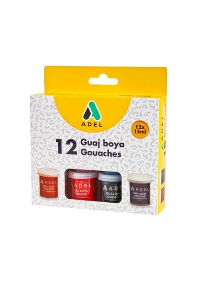 Adel 12 Renk Guaj Boya Seti 12x15ml Çok Renkli