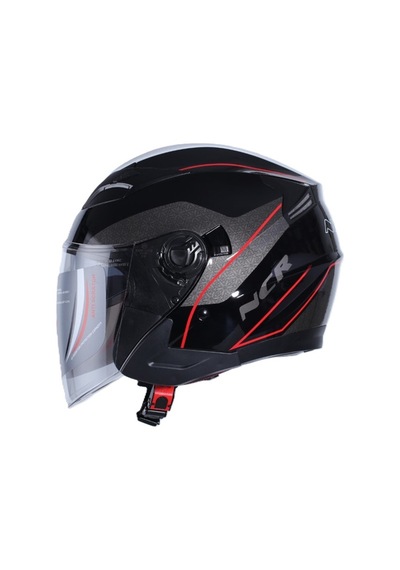 Ncr 708 Yarım Yazlık Kask Siyah Kırmızı Grafik Güneş Vizörlü Diğer