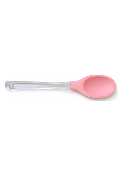 Silikon Kaşık, Mutfak Kullanımı İçin Şeffaf Saplı, Isıya Dayanıklı, Askılı Tasarım 1, Pembe