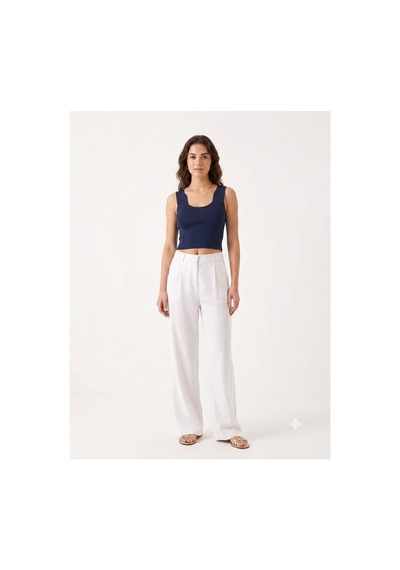 Onno Style Women Kolsuz Askılı Kare Yaka Kadın Triko Bluz Lacivert