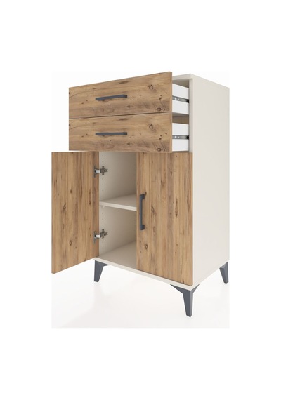 Hyperion Komodin Tek Raflı 2 Çekmeceli 2 Kapaklı 60x44x106 Aytaşı-çam Aytası