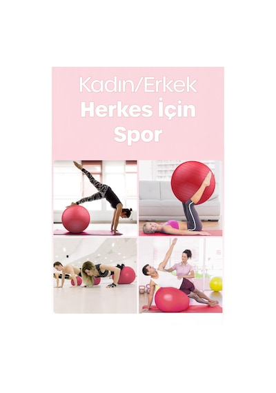 65 Cm Pilates Topu Ve Pompa Seti 155-170 Cm Boy İçin Uygun Dayanıklı Anti-slip Kırmızı