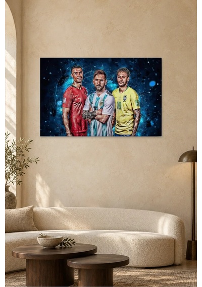 Fida Ronaldo Messi Neymar Milli Formalarla Canvas Tablo Çok Renkli