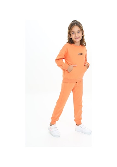 Toontoy Kids Toontoy Kız Çocuk Kanguru Cepli Tnty Nakışlı Eşofman Takım Somon