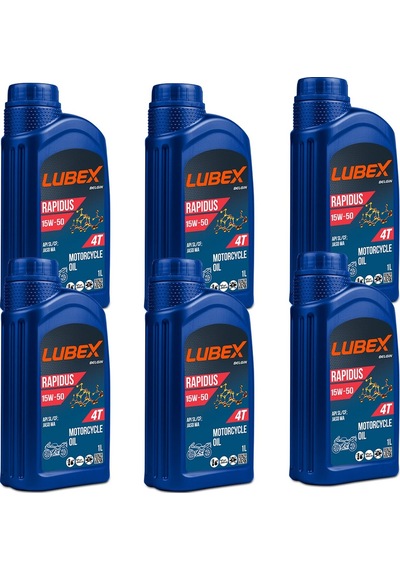 Lubex Rapidus 15W-50 1 L 4 Zamanlı Motosiklet Yağı (6 Adet)