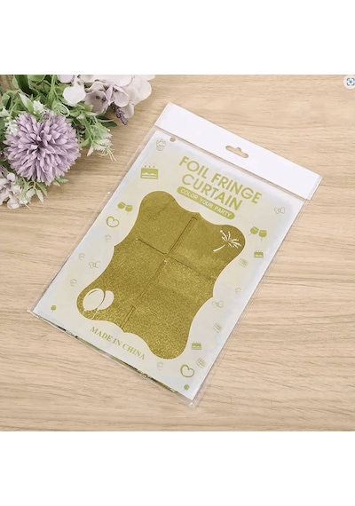 Mey İthalat Altın Gold Renk Dikdörtgen Kesim Parlak Sim Görünümlü Fon Perde Dekor 1x2 Metre - Özel Seri Meysmrsmr-d314-altın