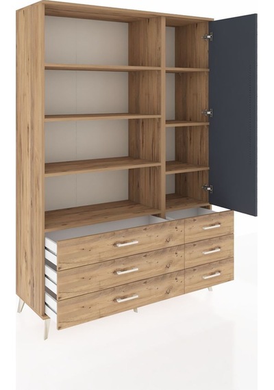 Hyperion Dolap 8 Raflı 6 Çekmeceli Tek Kapaklı 132x44x195 Çam-antrasit/çam Antrasıt/atlas Çam Hyperion Dolap 8 Raflı 6 Çekmeceli Tek Kapaklı 132x44x195 Çam-antrasit/çam Antrasıt/atlas Çam