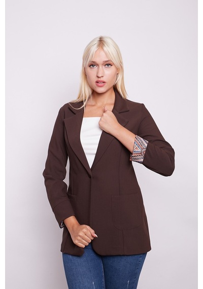 Yakalı Cepli Uzun Kol Kolu İsterse Katlanabilen Pamuklu Kumaş Blazer Ofis Ceket-kahve Kahve Yakalı Cepli Uzun Kol Kolu İsterse Katlanabilen Pamuklu Kumaş Blazer Ofis Ceket-kahve Kahve