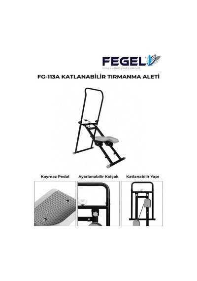 Fg-113a Katlanabilir Tırmanma Aleti Ev Tipi Kardiyo Ve Spor Egzersiz Cihazı Siyah