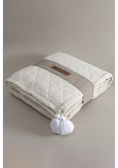 Koza Home Stella Krem Çift Kişilik Baklava Desenli Yatak Örtüsü 230x250 2 Y Krem