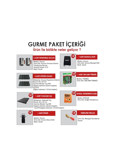 Cg-075 Kömürlü Barbekü Mangal PREMIUM Paket FULL