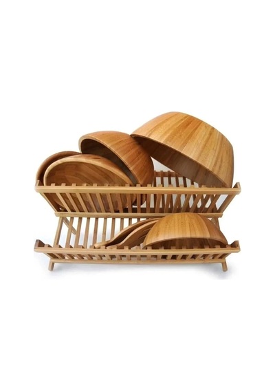 %100 Bambu Katlanabilir Tabaklık Bulaşıklık Büyük Boy Ergonomik Tasarım Çok Renkli