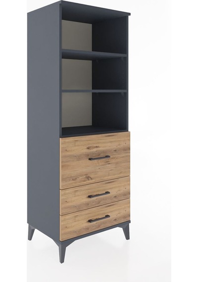 Hyperion Dolap 3 Raflı 3 Çekmeceli 60x44x163 Antrasit-çam Antrasit