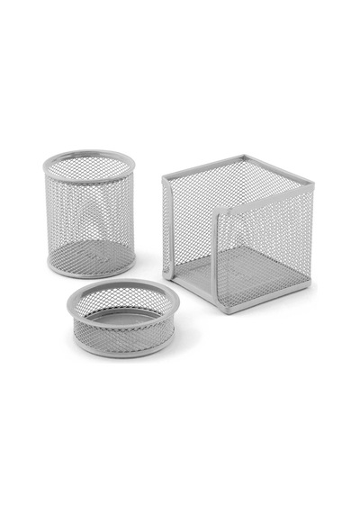 Mas Masa Seti Ataşlık-kağıtlık-kalemlik 3 Lü Metal Perforeli Silver 505 Diğer