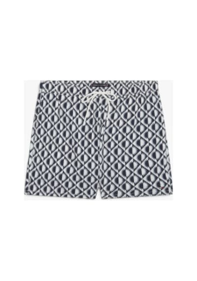 Tommy Hilfiger Medıum Drawstrıng Prınt Erkek Beyaz Deniz Şortu - Um0um03491-24259