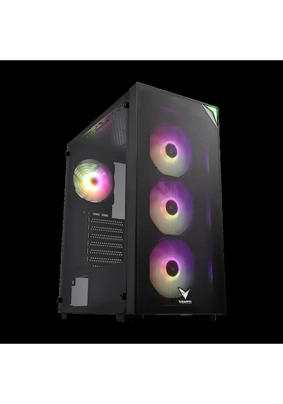 Vento Vg3400s Mid Tower, 650w 80+ Siyah, Temperli Cam, Rgb, Atx Gamıng Kasa