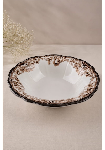 Porser Porselen Velour Brown Fulya Bowl Kase 26cm Tekli Çok renkli