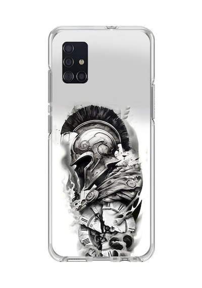 Samsung Galaxy A51 Uyumlu Şeffaf Kılıf Spartan 3 Tasarımlı