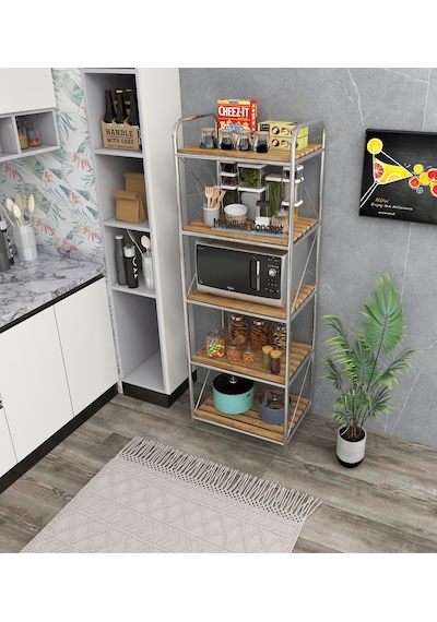 Başak Krom 5 Katlı Düzenleyici Raf Mikrodalga Kavanoz Rafı Çok Amaçlı Mutfak Rafı Başak Krom 5 Katlı Düzenleyici Raf Mikrodalga Kavanoz Rafı Çok Amaçlı Mutfak Rafı