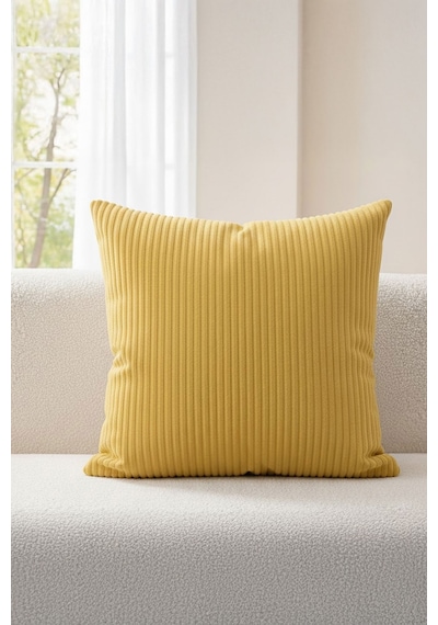 Elart Fuji Kırlent Fitilli Kadife Dekoratif 43x43 Cm Sarı Sarı