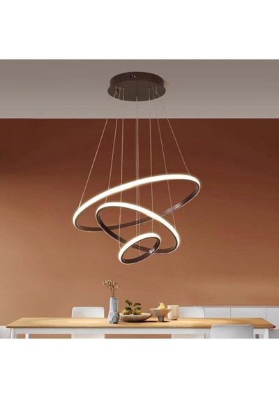 3lü Halka Model Sarkıt Modern Led Beyaz Işık Ultra Powerh